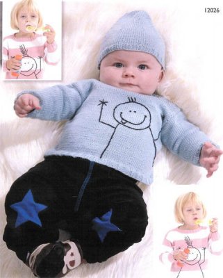 Stickbeskrivning+till+tröja+med+streckgubbe+i+garnet+M&K+Eco+Babybomull.